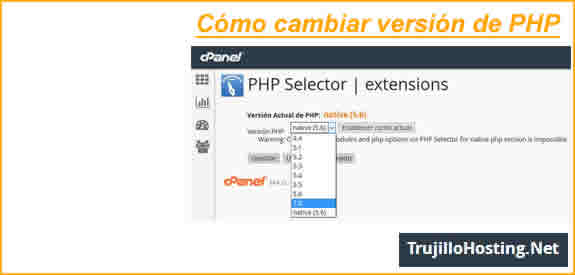 Cómo cambiar la versión de PHP en cPanel